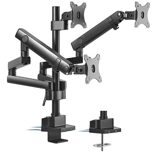 Brateck Triple Monitor Aluminum Slim Pole Held Mechanical Spring Monitor Arm Fit Most 17'-27' Monitors Up to 7kg per screen VESA 75x75/100x100 Brateck Triple Monitor Aluminum Slim Pole Held Mechanical Spring Monitor Arm Fit Most 17'-27' Monitors Up to 7kg per screen VESA 75x75/100x100